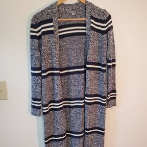 Aerie Blue Striped Long Cardigan